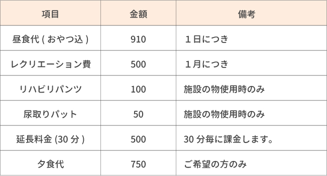 その他の費用(介護保険外)